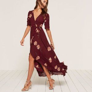 Reformation Lottie Auburn Floral Wrap Dress size Small